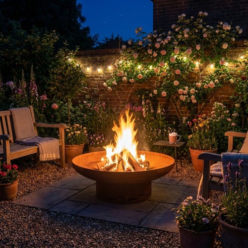 Large metal garden fire pit - large,