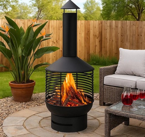 Metal chiminea fire pit - chiminea,