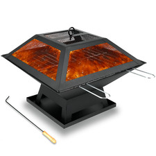 SQUARE FIRE PIT BBQ GRILL